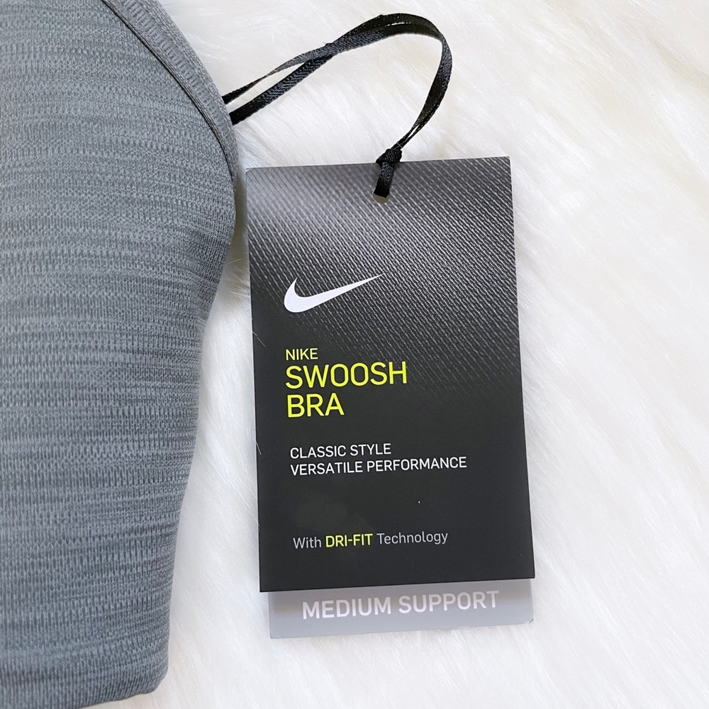 Nike Women’s Dri-Fit Swoosh Grey Sports Bra - Picture 3 of 8